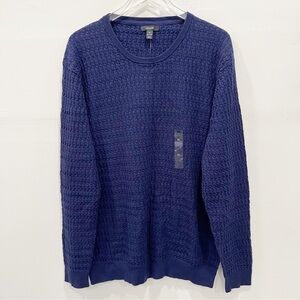 Alfani Cotton Knit Novelty Sweater Crewneck Men’s XL Navy Combo